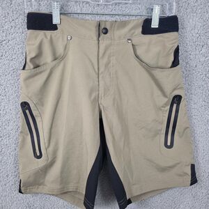 Zoic Ether 9 Men's  Beige Zip Pockets Cycling Mountain Biking Shorts Size Small